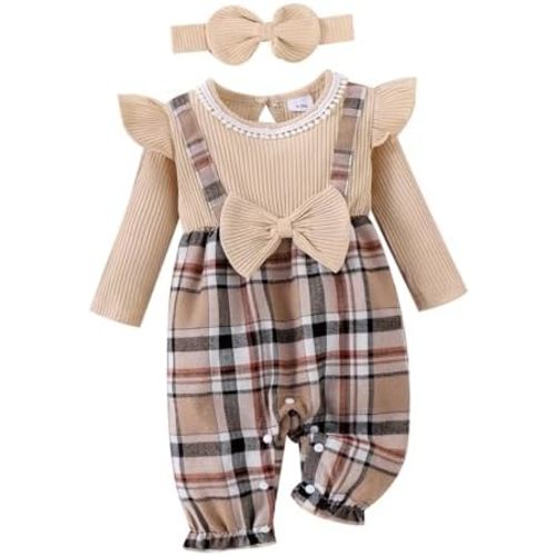 Baby Girl Clothes Fall Winter Outfits Ruffles Plaid Romper Long Sleeve Bodysuit One Piece Jumpsuit 0-18 Months