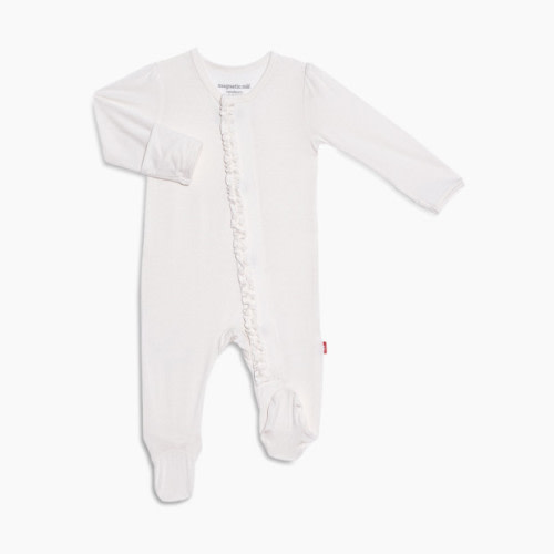 Magnetic Me Modal Magnetic Ruffle Footie - Egret, Nb