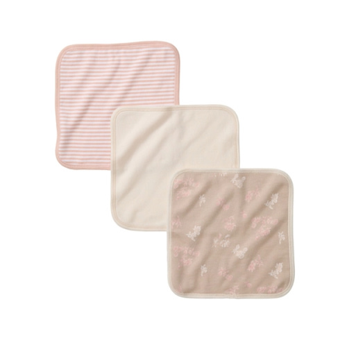 Whimsical Floral Organic Cotton Knit Terry Washcloths 3 Pack