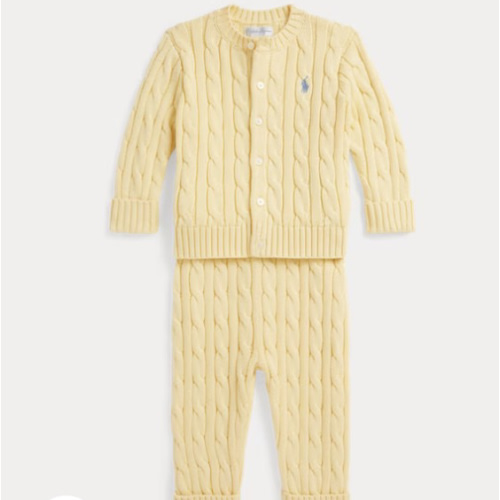 Cable-Knit Cotton Cardigan & Pant Set