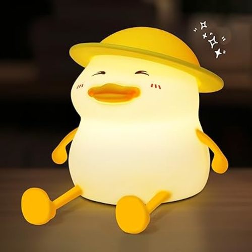 Cute Duck Night Light for Kids, Squishy Silicone Duck Light - Colorful, Dimmable, Rechargeable, Nursery Lamp for Breastfeeding, Room Décor