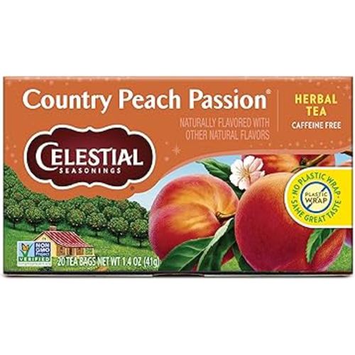 Celestial Seasonings Country Peach Passion Herbal Tea, 20 Tea Bags Box