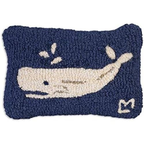 Chandler 4 Corners Artist-Designed Little Whale Hand-Hooked Wool Decorative Petite Throw Pillow - Marine Life-Themed Pillow for Couches & Beds - Low Maintenance - Nautical Whale Pillow