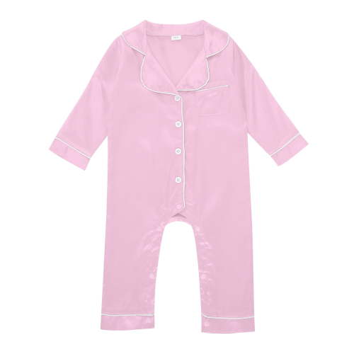 JAKANYQ Newborn Baby Girl Boy Silk Pajamas Rompers Button Down Long Sleeve Satin Pjs Jumpsuit Onesie Pink 0-3 Months