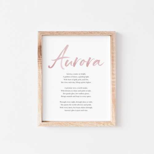 Aurora Baby Name Meaning Poem Baby Names Nursery Sign Girl Names Printable Poem Instant Digital Downloads to put in nursery