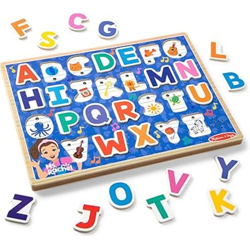 Melissa & Doug® Ms. Rachel™ Wooden Phonics Alphabet Sound Puzzle with Light-Activated Sound Effects, 24-Piece Toddler Toys for Boys and Girls Ages 2+ Years