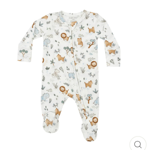 2 Way Zipper Footie - Delicate Safari