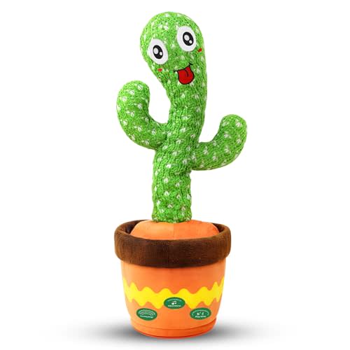 YMLTP Talking and Dancing Cactus Toy, Mimics Sounds, Plays 120 English Nursery Songs, USB Rechargeable, Soft Plush, LED Lights, Interactive Baby Gift for Boys and Girls