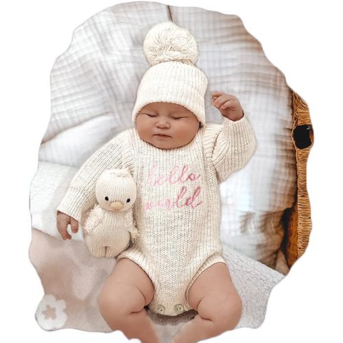 Infant Baby Sweater Romper and Hat Baby Girl Boy Knitted Sweatshirt Pullover Tops Fall Winter Clothes Baby Boy Girl Outfit
