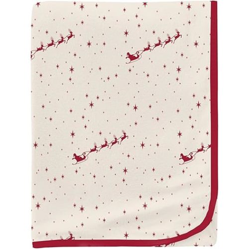 KicKee Print Swaddle Blankets, Silky Soft Baby Blanket, Security Blanket, Sized 40” x 29” (Natural Flying Santa - One Size)