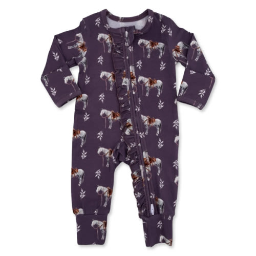 Mauve Ranch Horse -Ruffled- Jammies – Cowkid Clothing Company