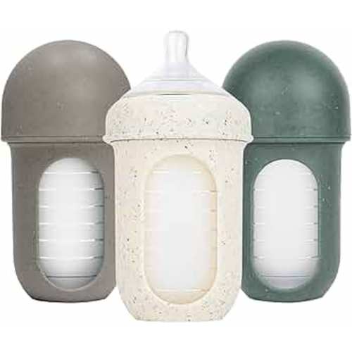 Amazon.com : Boon Nursh Bottles - Silicone Baby Bottles Help Ease Colic Symptoms - Formula and Breast Milk Only Touch Platinum Food-Safe Silicone - Medium Flow - 8 Oz - Speckle Green : Baby