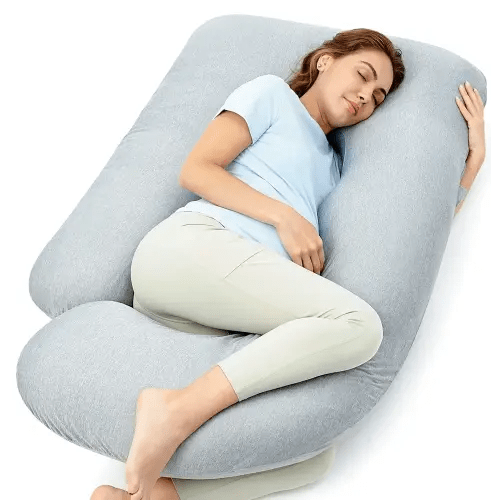 Momcozy Pregnancy Pillows with Cooling Cover, U-Shaped Full Body Maternity Pillow for Side Sleepers 57 Inch - Support for Back, Hip, Belly, Legs for Pregnant Women