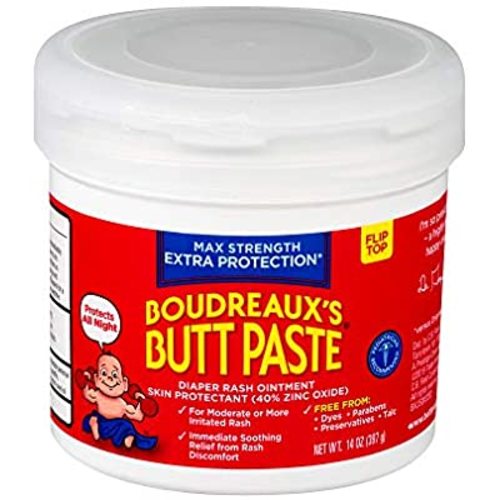 Boudreaux's Butt Paste Maximum Strength Diaper Rash Ointment, 14 oz Jar - 14 Ounce (Pack of 1)