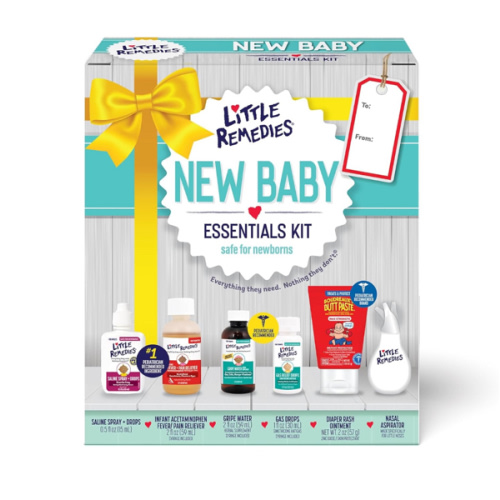 Little Remedies, New Baby Essentials Kit, 6 Newborn Essentials, Saline Nasal Spray, Gas Relief Drops, Gripe Water, Fever Reliever, & Diaper Ointment