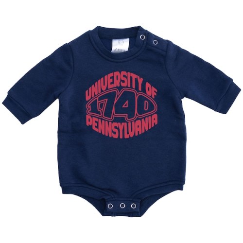 Youth MiniU Navy Pennsylvania Quakers Infant Fleece Onesie