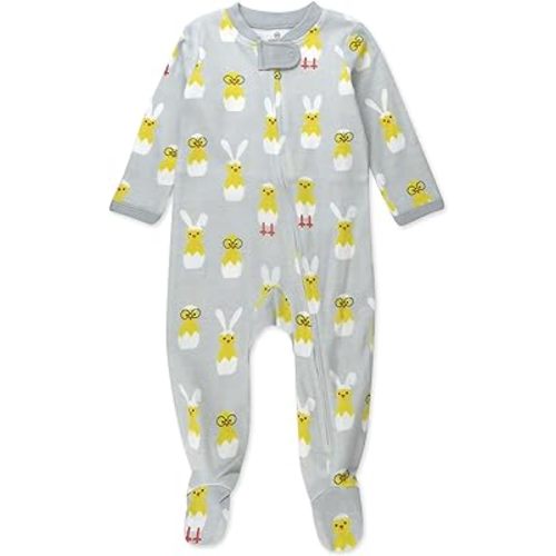 HonestBaby Sleep and Play Footed Pajamas One-Piece Sleeper Jumpsuit Zip-front PJs Organic Cotton for Baby Boys, Unisex