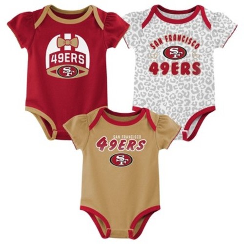 NFL San Francisco 49ers Baby Girls' Onesies 3pk Set, Size: Newborn6-9M