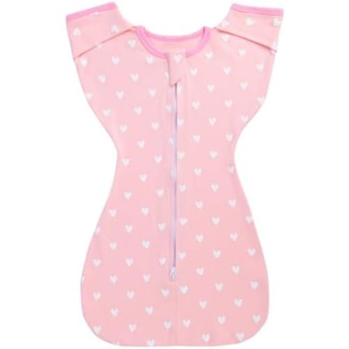 elaia Transitional Swaddle Arms Up Design with Half Sleeves and Mitten Cuffs, 100% Cotton Baby Swaddles with 2-Way Zipper