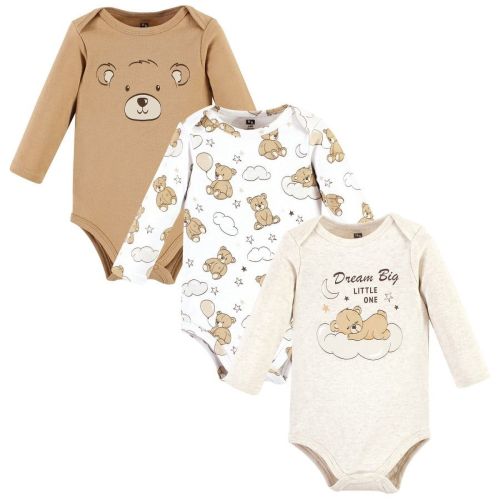 Hudson Baby Cotton Long-Sleeve Bodysuits, Dream Big Teddy, 3-6 Months