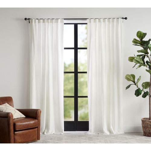 Belgian Flax Linen Blackout Curtain - Classic Ivory 50x96 panels