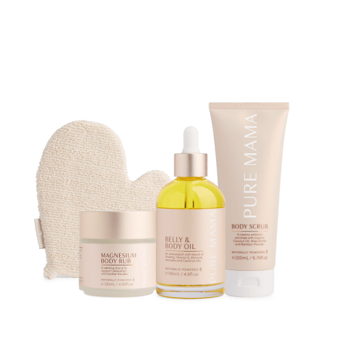 PREGNANCY CARE SET - FREE Body Scrub Mit & Keepsake Box – PURE MAMA Skincare USA