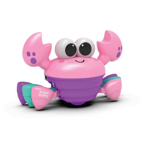 Bright Starts Rockin’ Crawling Crab Interactive Musical Baby Toy, Pink, Infant