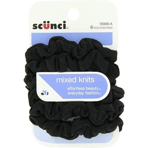 Scunci Effortless Beauty Mini Slinky Black Twisters 18, 3 Count