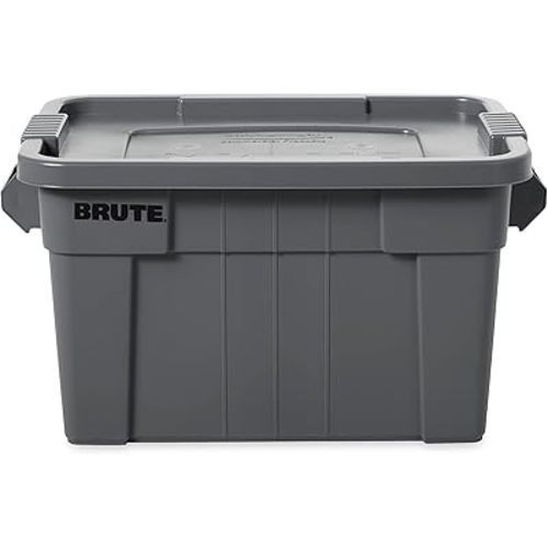 Rubbermaid Commercial Products Brute Tote Storage Container With Lid, 20-Gallon, Gray, Pack of 1