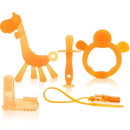 Food WAJIAYON Amber Oil Baby Teething Toys for Babies 0-6 Months,Baby Toys 6 to 12 Months,Freezer BPA Free Soft and Textured Silicone Baby Teether Relief Soothing Sore Gums Chew Infant Toys-Giraffe