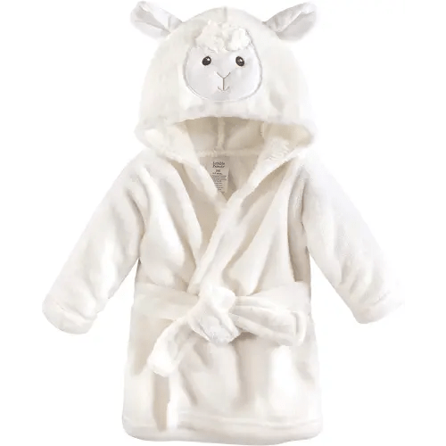 Luvable Friends Unisex Baby Plush Bathrobe, Lamb, 0-9M