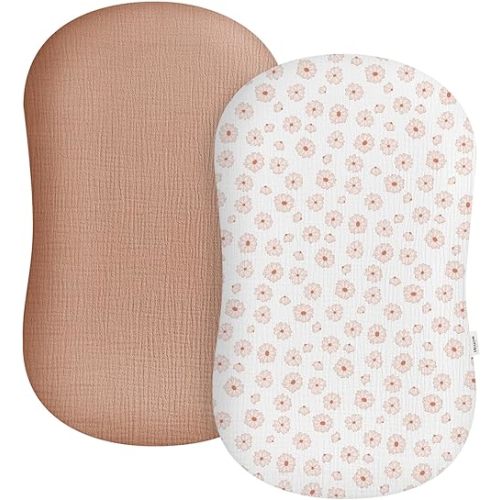 Muslin Baby Lounger Cover 2 Pack, Soft Breathable Newborn Lounger Pillow Cover for Boys Girls Infant