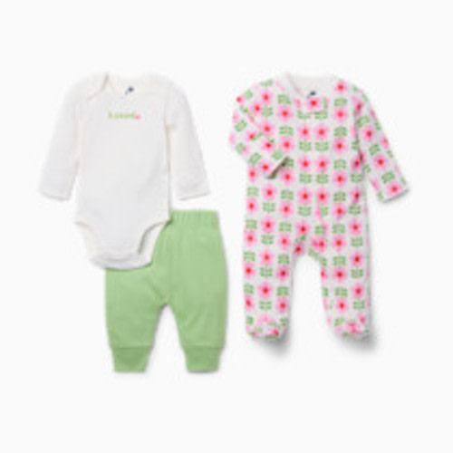 Small Story Organic Cotton 3-Piece Gift Set - Loved Floral, 0-3 M