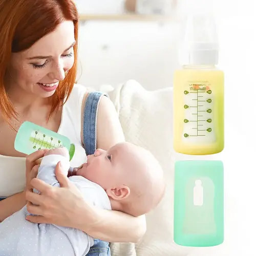 2PCS Silicone Baby Bottle Sleeves for Dr. Brown Bottles 4 oz, Silicone Bottle Covers Replacement for Dr. Brown Glass Bottles, Narrow Sleeve with a Cutout, Dishwasher Freezer Microwave Safe