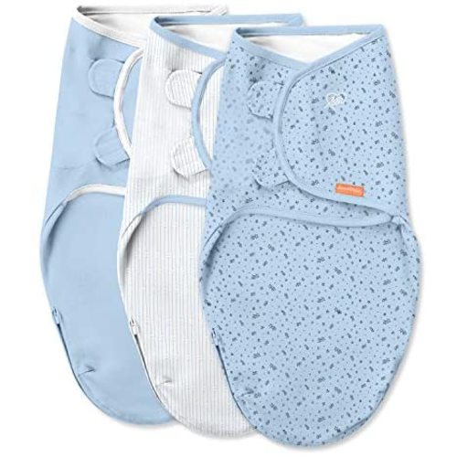 SwaddleMe Easy Change Swaddle – Size Small/Medium, 0-3 Months, 3-Pack (Shooting Stars)
