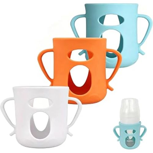 3Pack Silicone Sleeve for Evenflo Balance Plus Wide Neck Bottle 5oz, Glass Bottle Sleeves for Evenflo Feeding Premium Proflo Wide Neck 5oz, Scald Sleeve Heat Protective Case
