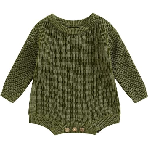 FYBITBO Baby Girl Boy Sweater Knit Oversized Pullover Sweatshirt Romper Onesie Warm Fall Winter Clothes Outfit Newborn