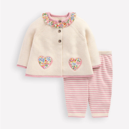Pretty Knitted Play Set-Ecru Marl Hearts