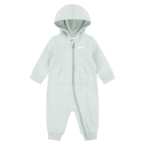 Baby Hooded French Terry Romper, Mica Green Heather