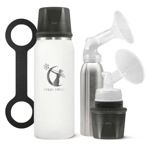Breastmilk Chiller Reusable Storage Container by CERES CHILL | Keeps Milk Safe for up to 20 Hours | Connects w/Major Pumps (1 Chiller, Bright White)