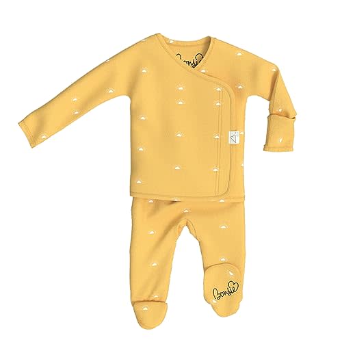 Bonsie Skin to Skin Babywear Footie Bodysuit - Baby Footed One Piece with Sun Pattern - Sunrise