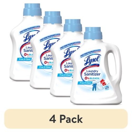 (4 pack) Lysol Laundry Sanitizer Additive Sanitizing Liquid for Clothes and Linens, Unscented, 90 oz