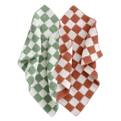 2-Pack Phufy® Bliss Mini Blanket, Nutmeg/Sage Checkerboard