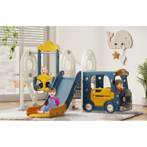 Suteck 5 in 1 Toddler Slide, Kids Slide with Climber,Bus Playhouse and Swing Outdoor Indoor Slide Playset & Reviews | Wayfair