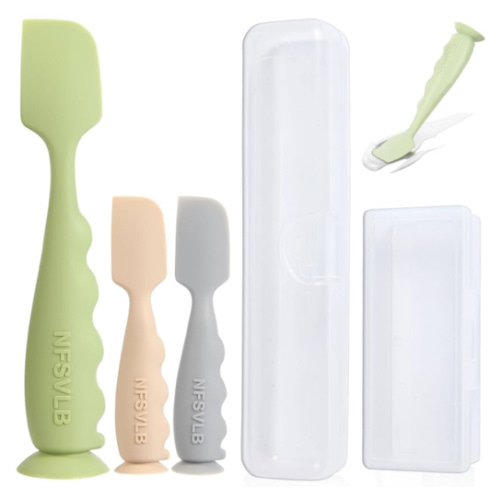 Baby Diaper Cream Spatula with Case-1 Large 2 Mini Butt Paste Spatula with 2 Travel Case-Soft Baby Butt spatula baby Diaper Cream Applicator-Diaper Rash spatula Bum Spatulas Brush