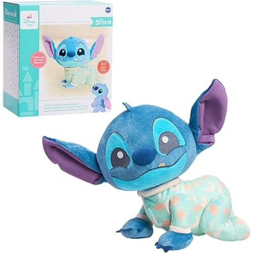 Just Play Disney Baby Musical Crawling Pal Stitch Plush Toy, Kids Toys for Ages 09 Month