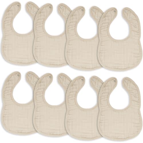 Comfy Cubs Muslin Baby Bibs, Drool Bibs, Adjustable with Easy Snaps, Teething & Drooling, Absorbent Bibs for Boys & Girls