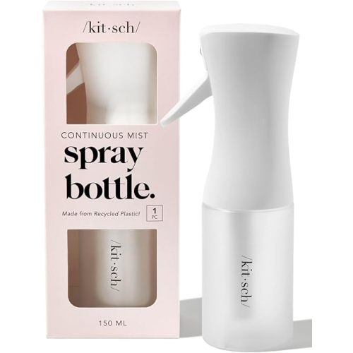 Kitsch Spray Bottle for Hair - Continuous Water Mister with Ultra Fine Mist for Hairstyling, Barbers, Salons, Plants, Versatile Spray Bottles for Cleaning - Made from Recycled Plastic - White, 5 oz