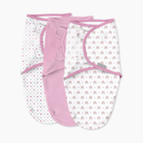 SwaddleMe by Ingenuity Original Swaddle, 100% Cotton, Improves Sleep & Calms Startle Reflex, 0-3 Months, 3-Pack - Over the Rainbow
