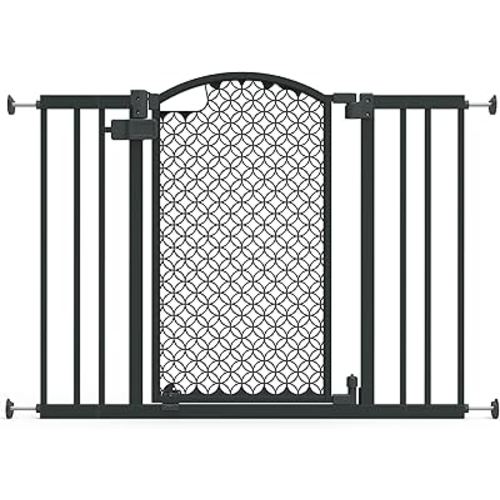 Summer Infant Modern Home Safety Baby Gate, Fits Openings 28-42” Wide, Gray Metal and Plastic, For Doorways and Stairways, 30” Tall Walk-Through Baby and Pet Gate